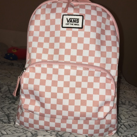 vans peach checkerboard backpack